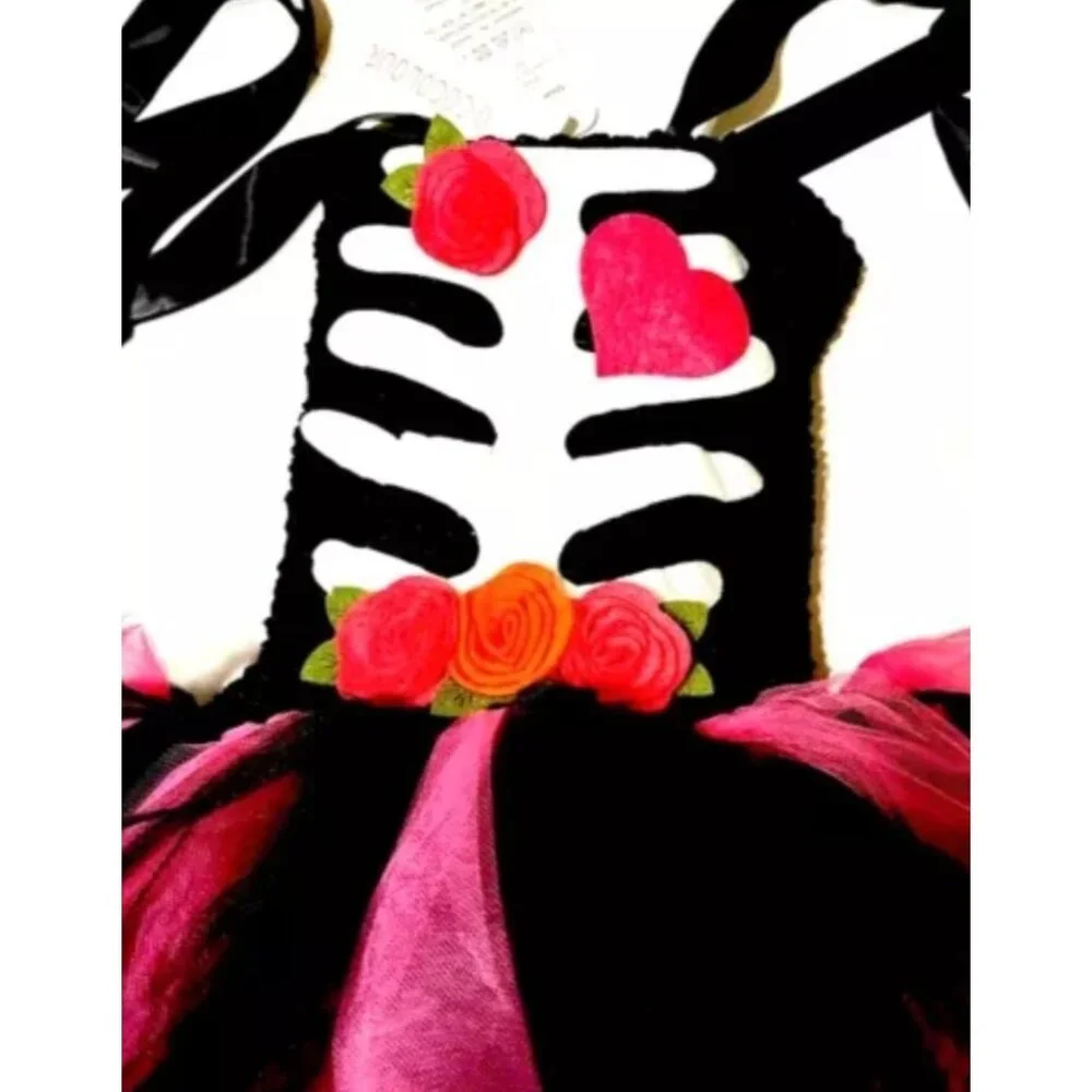 O'Cocolour Girls' Tutu Tulle & Knit Skeleton Costume‎ Halloween SZ Large(5-7yrs)